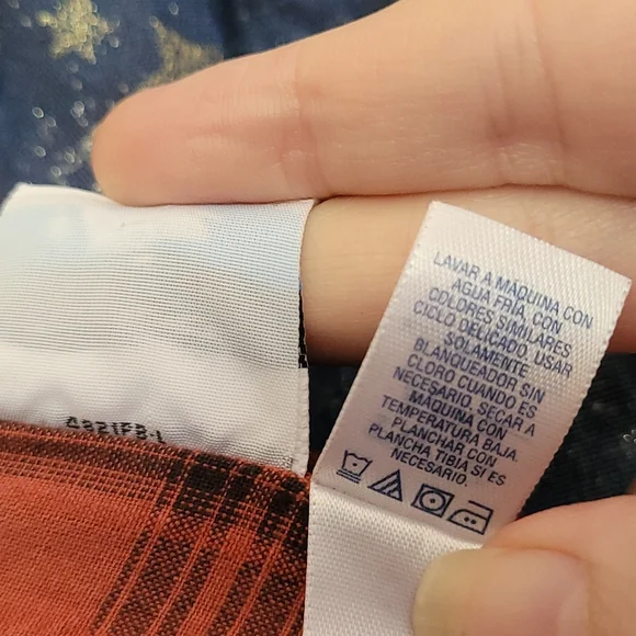 🍂3/$10 Piper&Blue Orange+Black Plaid Button-down Top w/ Tab Sleeves & Tie-Waist - Picture 10 of 13